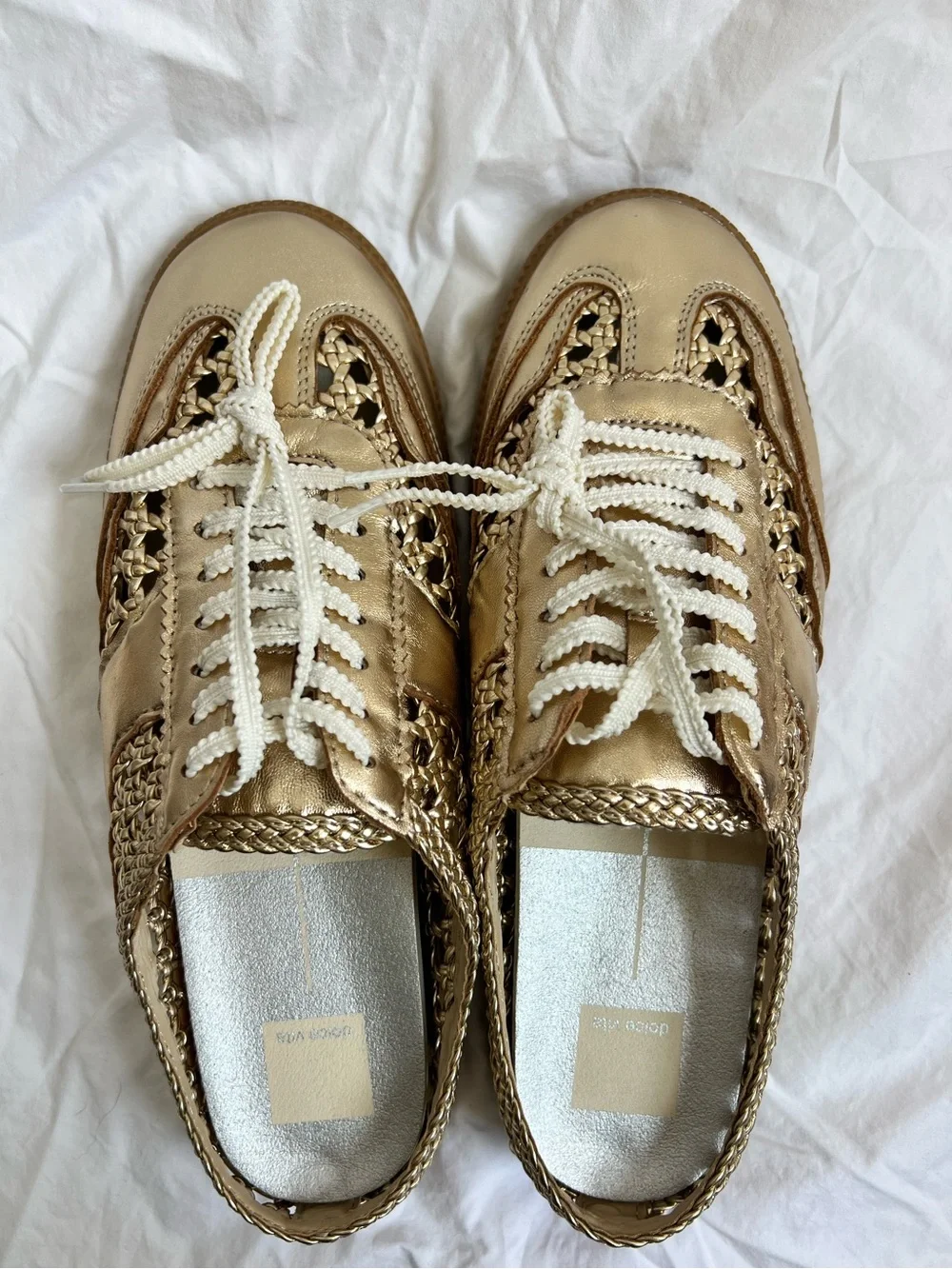 Dolce Vita Notice Slide Woven Stella Gold Metallic Mule Sneakers NWOT Size 10